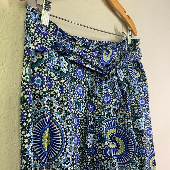 BANANA REPUBLIC Pants 10 Boho‎ Wide Leg Waist Tie Belt Geometric Pattern Pockets - Picture 8 of 14